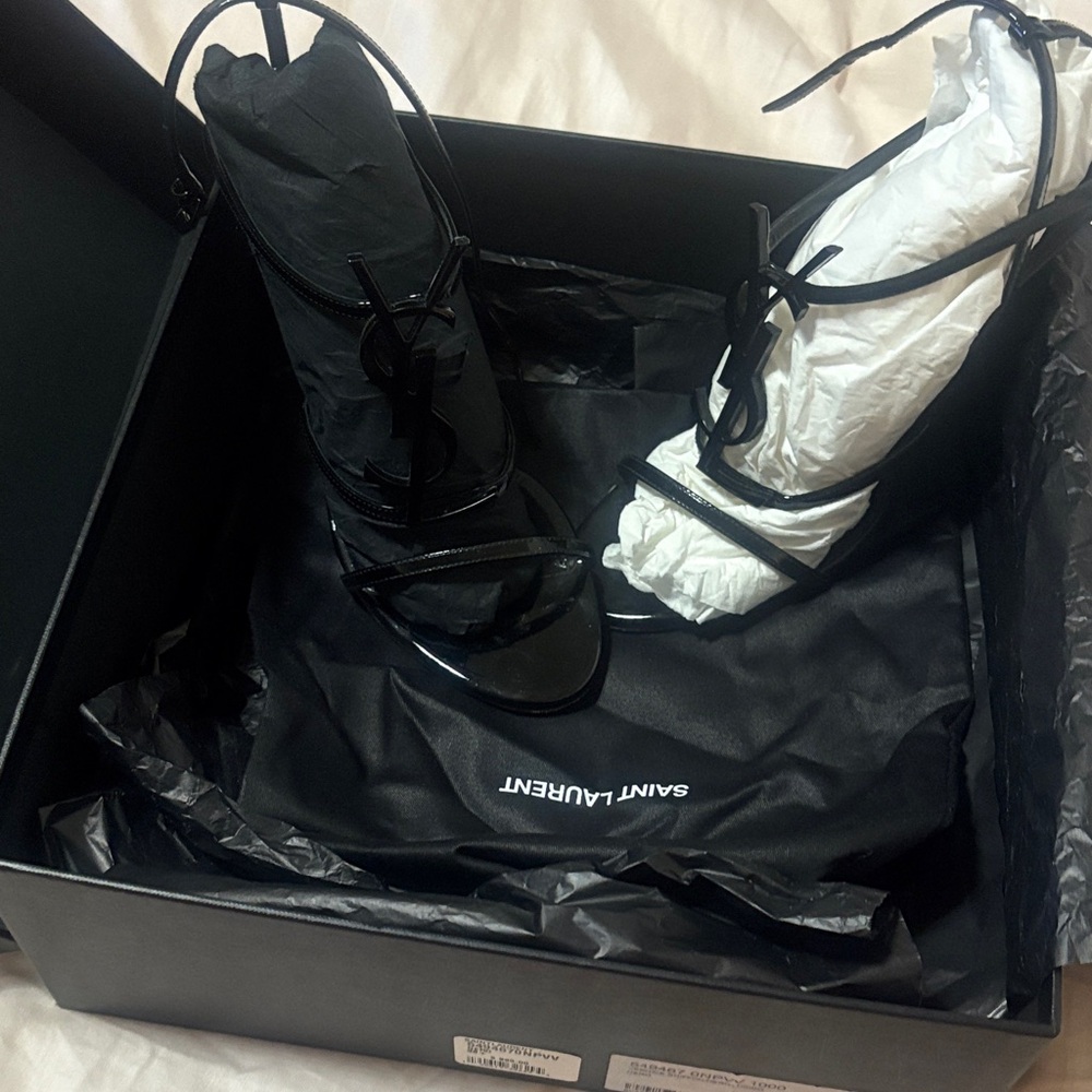 Saint Laurent Black Strappy Heels